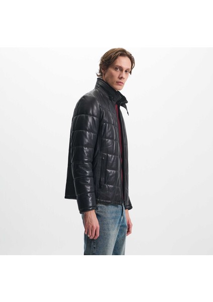 Siyah Hakiki Deri Erkek Hakiki Deri Mont - E23KDM310465-Q3H