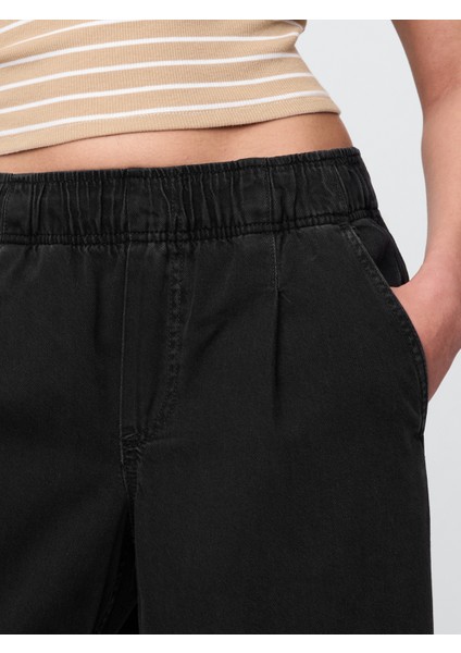 Kadın Siyah Mid Rise Ultrasoft Easy Baggy Jean Pantolon fiyatları