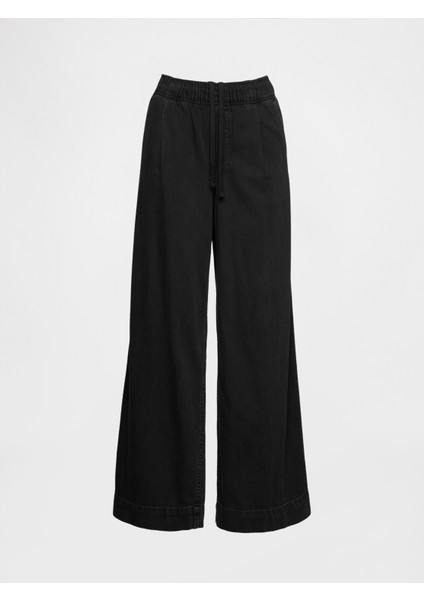 Kadın Siyah Mid Rise Ultrasoft Easy Baggy Jean Pantolon modelleri