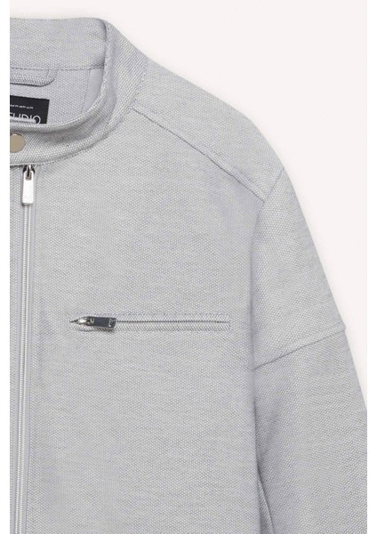 Slim Fit Dar Kesim Dik Yaka Astarlı Fermuarlı Cepli Mevsimlik Baharlık Mont