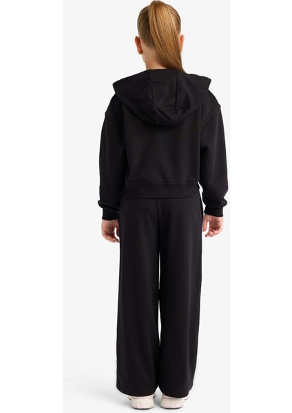 Kız Çocuk 2'li Takım Baskılı Kapüşonlu Sweatshirt Eşofman Altı E6417A825AU