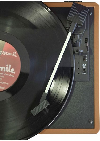 Record Master RM-311 Kahverengi Renkli Pikap - Tüm Plaklar Ile Uyumlu - Power Bank Lere Bağlanarak Kullanılabilme modelleri