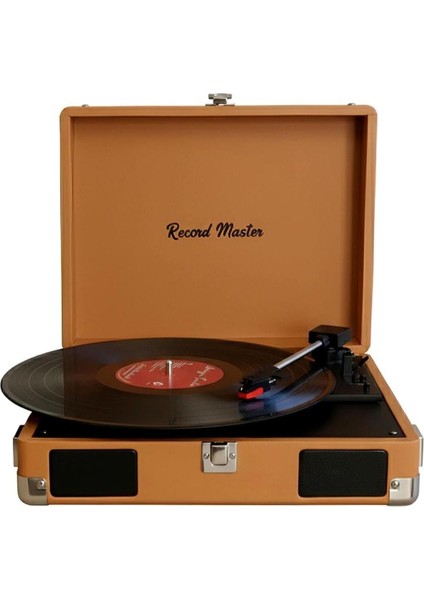 Record Master RM-311 Kahverengi Renkli Pikap - Tüm Plaklar Ile Uyumlu - Power Bank Lere Bağlanarak Kullanılabilme fırsatları