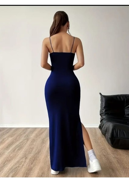 Askılı Yırtmaçlı Uzun Gece Elbisesi Mezuniyet Elbisesi modelleri