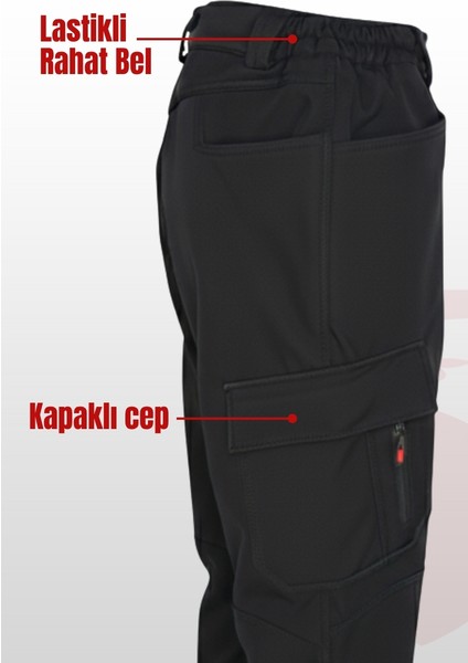 Softshell Siyah Iş Pantolonu | Su Geçirmez, Rüzgar Dayanıklı, Çok Cepli, Esnek Kumaş fiyatları