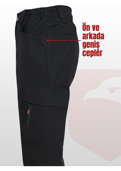 Softshell Siyah Iş Pantolonu | Su Geçirmez, Rüzgar Dayanıklı, Çok Cepli, Esnek Kumaş modelleri