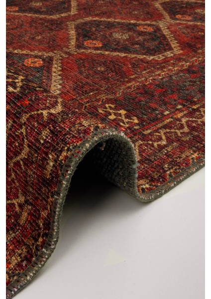 Norm Halı Allure 61-058 Kırmızı Eskitme Halı Etnik Otantik Dokuma Şönil Yıkanabilir Salon Halısı indirimleri