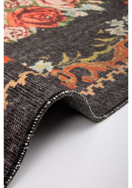 Norm Halı Allure 61-028 Siyah Eskitme Halı Etnik Otantik Dokuma Şönil Yıkanabilir Salon Halısı indirimleri