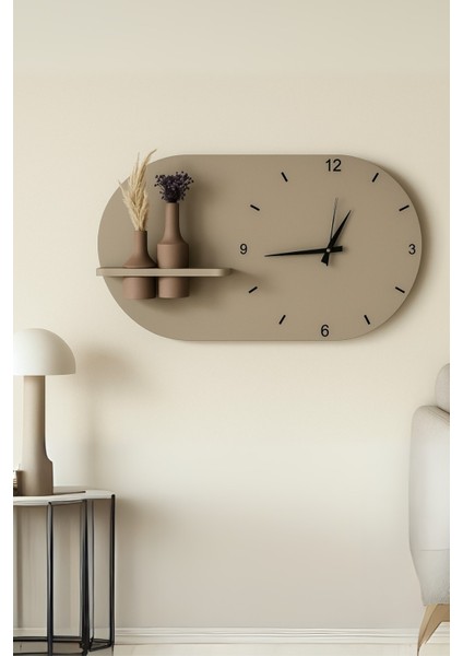 Modern Tasarım Raflı Nera Duvar Saati 60X35