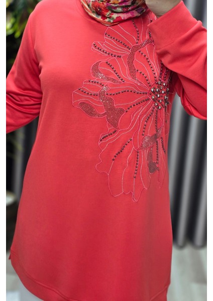 Kadın Giyim Büyük Beden Modal Taşlı Çiçekli Tunik fiyatları