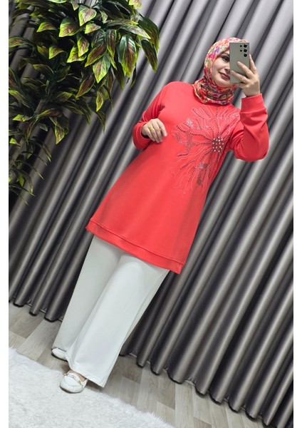 Kadın Giyim Büyük Beden Modal Taşlı Çiçekli Tunik fırsatları