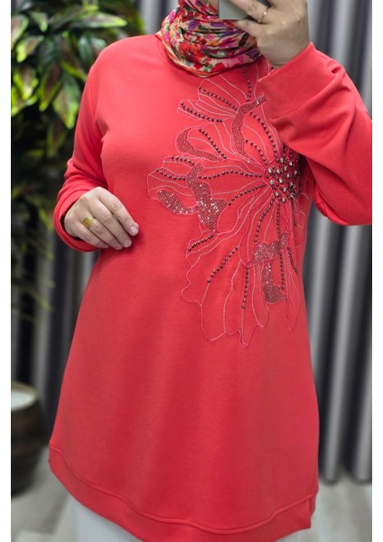 Kadın Giyim Büyük Beden Modal Taşlı Çiçekli Tunik indirimleri