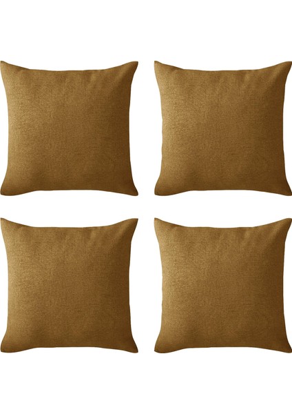 Hardal Kırlent Kılıfı 4'lü Set - Gizli Fermuarlı - Kadife Dokulu fiyatları