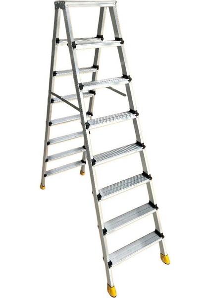 Gold 8+8 Basamaklı Çift Çıkışlı Alüminyum Merdiven