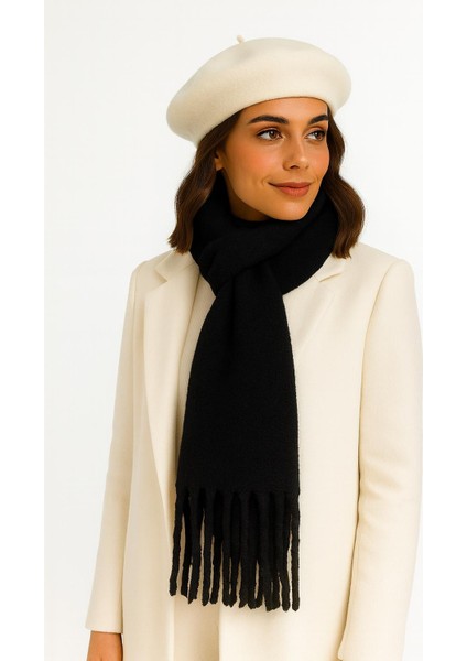 Püsküllü Yumuşak Dokulu Kadın Kışlık Atkı Şal – Puf ve Yumoş Dokulu Sıcak Tutucu Buklet Atkı