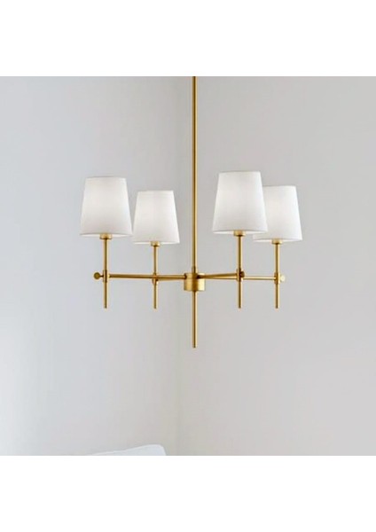 Modern Tasarım Eskitme Avize 4 Kollu Krem Abajur Salon Oturma Odası Avizesi fiyatları