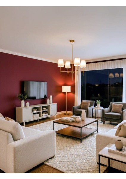 Modern Tasarım Eskitme Avize 4 Kollu Krem Abajur Salon Oturma Odası Avizesi fırsatları