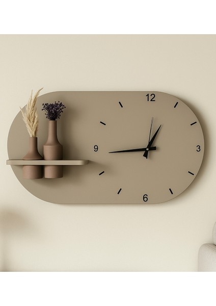 Modern Tasarım Raflı Nera Duvar Saati 60X35 modelleri