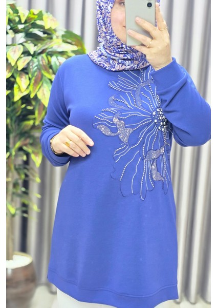 Kadın Giyim Büyük Beden Modal Taşlı Çiçekli Tunik fırsatları