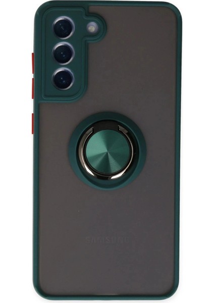 Samsung Galaxy S21 Fe Kılıf Montreal Yüzüklü Silikon Kapak - Yeşil