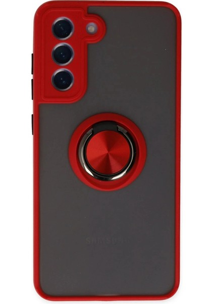 Samsung Galaxy S21 Fe Kılıf Montreal Yüzüklü Silikon Kapak - Kırmızı