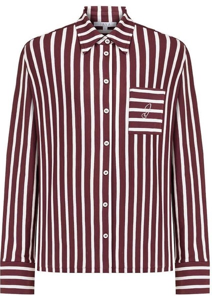 %100 Pamuklu Çizgili Gömlek Pijama Takımı / Bordo fiyatları