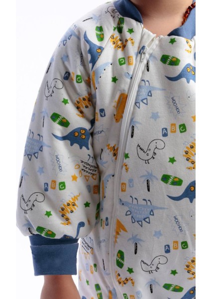 2-9 Yaş 2.5 Tog %100 Pamuk Astarlı Elyaf Dolgulu Çocuk Uyku Tulumu Mavi Dino 23504 fiyatları