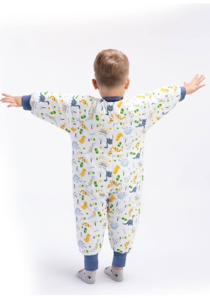 2-9 Yaş 2.5 Tog %100 Pamuk Astarlı Elyaf Dolgulu Çocuk Uyku Tulumu Mavi Dino 23504 fırsatları