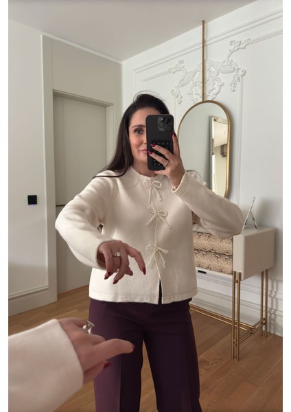 Inci Fiyonklu Tasarım Hırka- Ekru modelleri