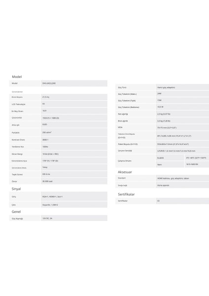 DHI-LM22-J300 21,5'' Fhd LED Monitör fiyatları