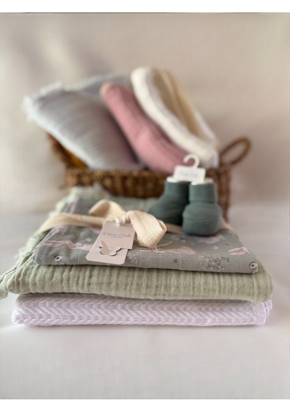organik 3’lü Müslin Örtü ve Pike Seti | %100 Pamuk, Oeko-Tex® Sertifikalı