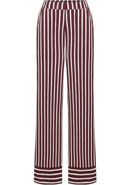 %100 Pamuklu Çizgili Gömlek Pijama Takımı / Bordo modelleri