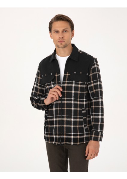 Erkek Siyah Comfort Fit Uzun Kollu Gömlek 50312270-VR046