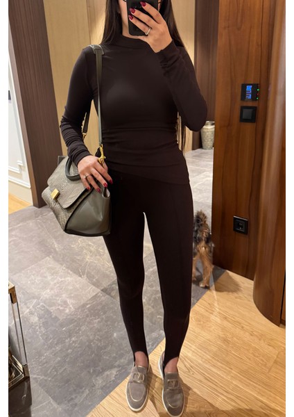 Önü Nevürlü Paça Detay Tayt- Kahverengi fiyatları