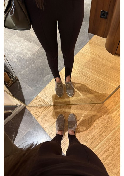 Önü Nevürlü Paça Detay Tayt- Kahverengi modelleri