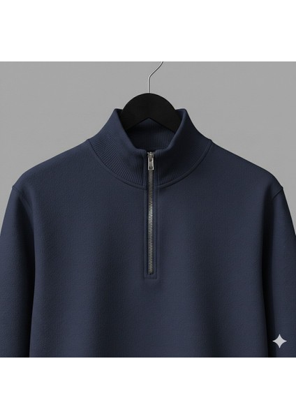 Yarım Fermuarlı Dik Yaka 3-Iplik Erkek Sweatshirt fırsatları