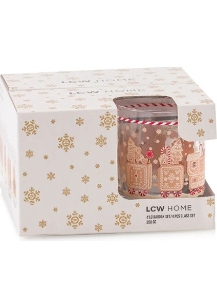 Lcw Home Karışık Yılbaşı Temalı Cam Bardak Seti 4'lü 350 ml indirimleri