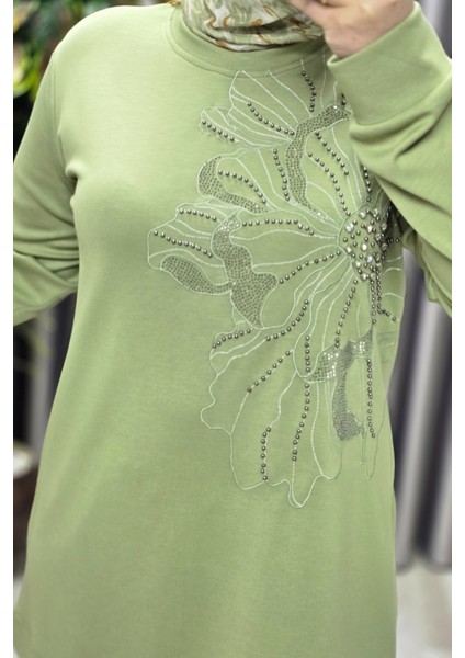 Kadın Giyim Büyük Beden Modal Taşlı Çiçekli Tunik fiyatları