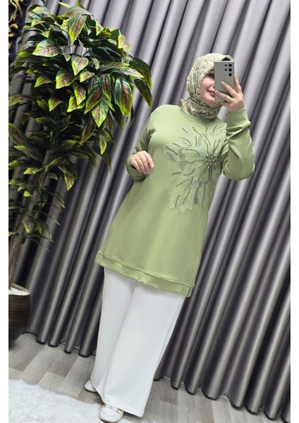 Kadın Giyim Büyük Beden Modal Taşlı Çiçekli Tunik fırsatları