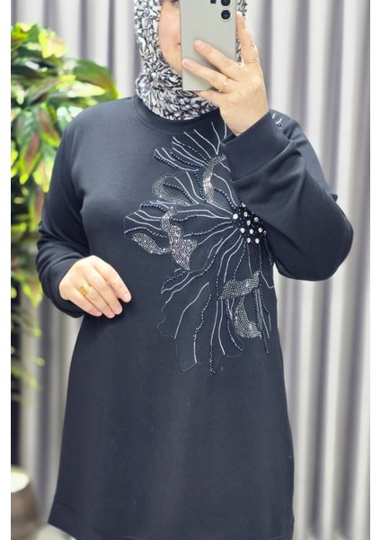 Kadın Giyim Büyük Beden Modal Taşlı Çiçekli Tunik fiyatları