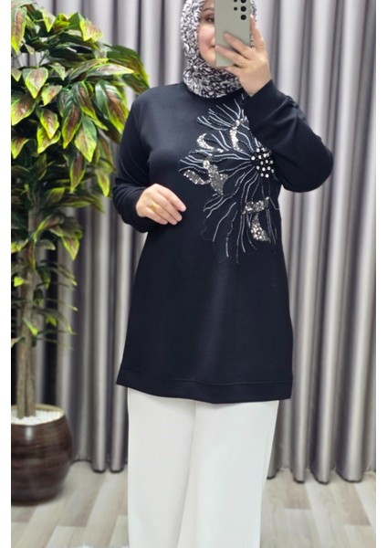Kadın Giyim Büyük Beden Modal Taşlı Çiçekli Tunik fırsatları