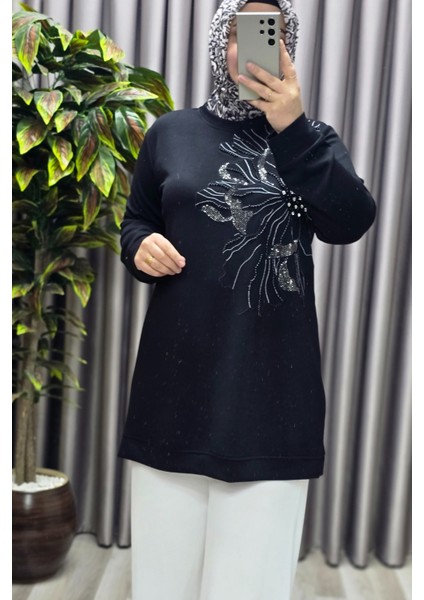 Kadın Giyim Büyük Beden Modal Taşlı Çiçekli Tunik indirimleri