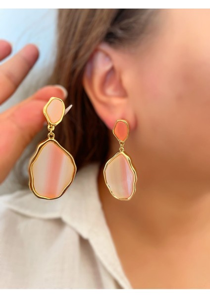 Set.up Rose Quartz Taşlı Sallantılı Küpe