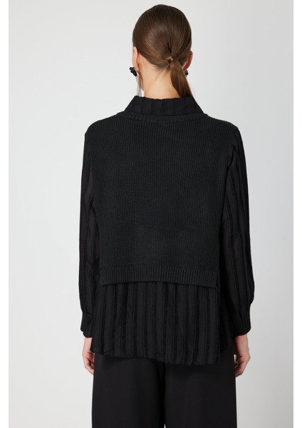 Kadın Işlemeli Çift Kumaşlı Bluz 60351 Siyah fırsatları