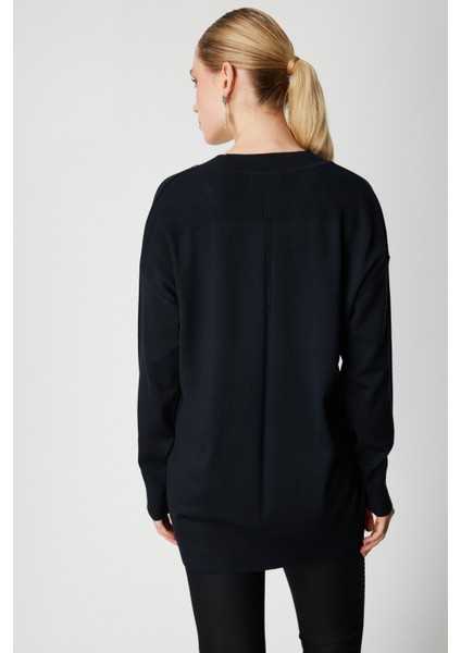 Kadın V Yaka Taşlı Triko Kazak 65311 Siyah fırsatları