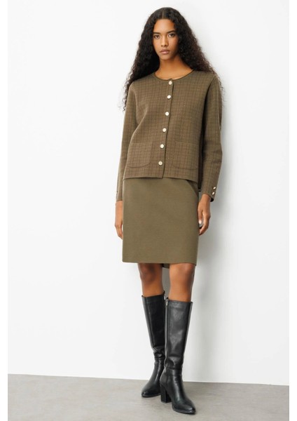Kadın Kareli Simli Ceket 25065 Haki modelleri