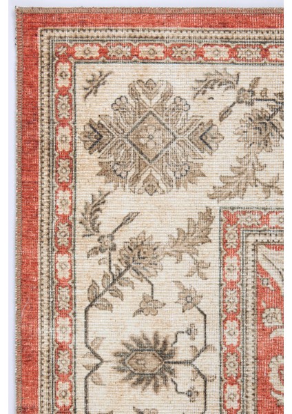 Norm Halı Allure 54-031 Kırmızı Eskitme Halı Etnik Otantik Dokuma Şönil Yıkanabilir Salon Halısı