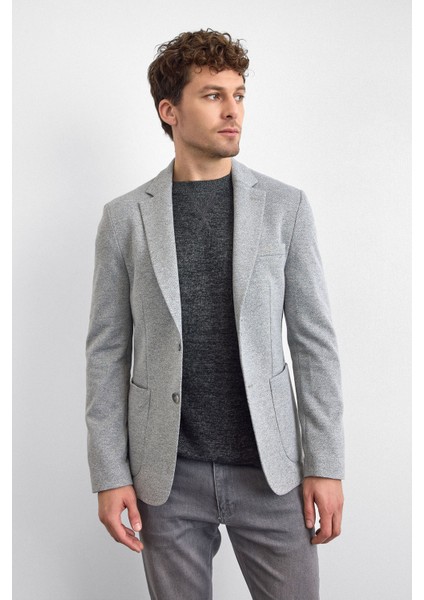 Pamuk Karışımlı Slim Fit Mono Yaka Ceket Erkek Ceket B35W50032 105