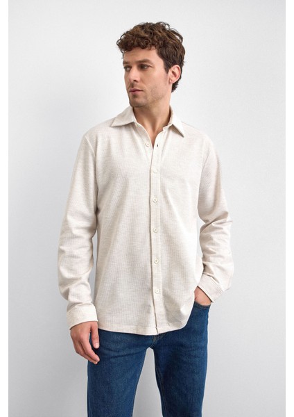 Pamuk Karışımlı Regular Fit Uzun Kollu Örme Gömlek Erkek Gömlek B35W22011 114 fırsatları