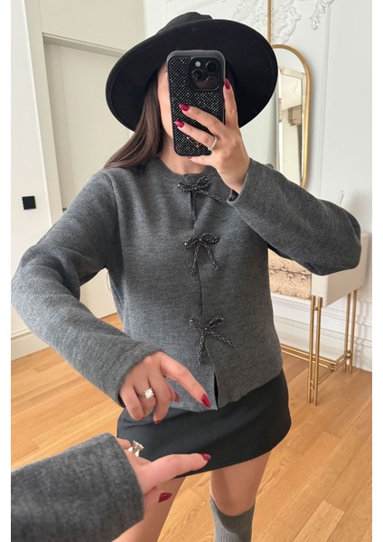 Inci Fiyonklu Tasarım Hırka- Gri fiyatları